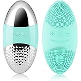 SUNMAY OVAL Spazzola Detergente Viso Sonica, Esfoliante Viso in Silicone Impermeabile con Funzione Ionica per Pulizia Profond
