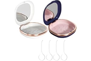 IUIIAII 2 Pack Denture Pots With Lids, Retainer Case, Lightweight Denture Box for False Teeth with Mirror Travel Cases Braces Box for Night Guards Compact Travel Design Easy to Clean