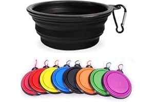 COOLON Collapsible Dog Bowl,Collapsible Dog Water Bowls for Cats Dogs, Portable Pet Feeding Watering Dish,Portable Dog Water Food Bowl with Carabiner (Medium(650ML), Black)