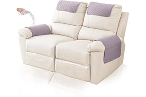 GYHH Sofa Armrest Cover, Headrest Cover for Recliner Chair Arm Cover,Armchair Slipcover Nonslip Quilted Furniture Protector for Pets Leather Sofa Couch (Light Gray,2 Seat Recliner | 4 pc)