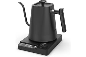 Electric Kettle Gooseneck, 1L Electric Temperature Control Gooseneck Kettle, Stainless Steel Pour Over Kettle for Coffee Tea Brewing, 1200W Rapid Heating Electric Kettle Gooseneck (Black)