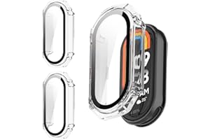 HOMTERN Harte PC-Abdeckung für Xiaomi Mi Smart Band 8 mit Displayschutz aus gehärtetem Glas, kompatibel mit Xiaomi Smartbands 8 Schutzhülle , 2 Stück