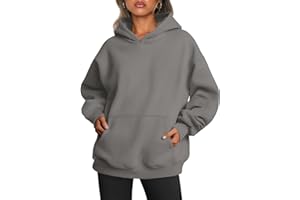 Yunmlep Hoodie Damen Kapuzenpullover Oversize Casual Pullover Sweatshirt Langarm Baumwolle Pulli Herbst Winter Hoody mit Tasche