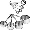 Parage Stainless Steel Measuring Cups & Spoon Combo for Dry or Liquid/Kitchen Gadgets/Cooking & Baking/Stackable Professional Measuring Cup Set with Measurement Handles (Set of 4 Cups & 4 Spoons)