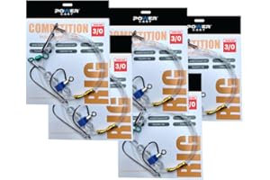 Power Cast Competition Pulley Pennel Fishing Rig Set, 2/0 and 3/0 Hooks, 5 Rigs per Pack