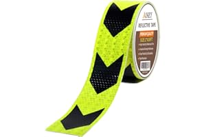 AISEY Reflective Tape Waterproof, Conspicuity Tape, Visibility Hazard Caution Adhesive Tape Safety Signs 2 inch by 30 Feet, Safety Warning Tape Fluorescent Yellow Black Indoor/Outdoor