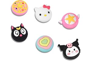 DLseego 6 PCS Switch Joy-Con Capuchons pour Manettes de Jeu, Cache-poignée Analogique en Silicone Souple Antidérapant pour Switch & Switch Lite, Thème Kawaii Cat