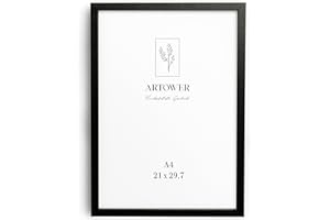 Artower® Bilderrahmen für DIN A4 21 x 30 cm Schwarz Holz Dünner Rahmen | Posterrahmen Groß Vintage Collage | Picture Frame Black Wood 21 x 29,7cm | Holzbilderrahmen Poster Rahmen Echtholz