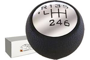 Samos® Pomo Palanca de Cambios 6 Velocidades compatible con Peugeot 207 208 307 308 407 807 2008 3008 5008 Expert y Citroën DS C3 C4 Picasso C5 C8 Jumpy [Algunos modelos girar la chapita(VIDEO)]