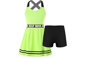 YOOJIA Mädchen Tanzkleid Ärmellos Sommerkleid Freizeitkleid Mit Unterhose Panties Sportanzug Tanzkleidung Sport Tennis Outfit Tanz Set