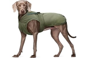 Kuoser Manteau d'hiver en toile pour chien – Veste polaire chaude réfléchissante pour chiot de petite, moyenne et grande taille – Gilet imperméable et coupe-vent avec trou pour harnais – XS-3XL