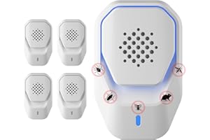 QEWEUUIE 2026 Neu Ultraschall Schädlingsbekämpfer, 4 Stück Plug-in Ultraschall Mäuseabwehr,Nagetierabwehrmittel für Innenräume,Wirkt effektiv gegen Kakerlaken, Spinnen, Ratten, Mücken, Insekten und Nagetiere.