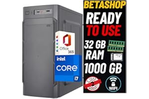 Betashop Ordinateur de bureau fixe NOUVEAU • Processeur Intel Core i7-6700 • 32 Go RAM DDR4 • 1 To SSD • Windows 11 Pro • WiFi • Office 365 • Prêt à l'emploi • USB 3.0 • PC professionnel pour bureau