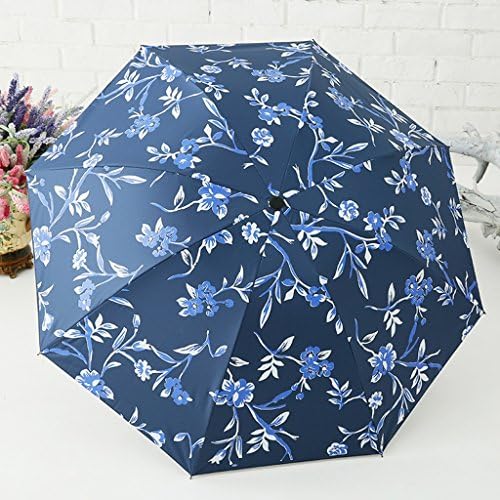 Umbrellas Hand Painted Flowers Three Fold 0 Light Transmission Wave Edge Black Umbrella Sunny Umbrella Dual Umbrella