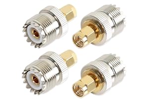 TengKo UHF Femmina a SMA Maschio Adattatore Connettore Coassiale RF SO239 (PL259) Palmare Antenna PL-259 Convertitore a Due vie Radio RF Antenna Adattatore (4 Pack)