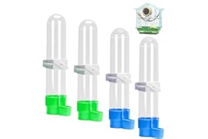 XZSKD 4 Pcs Bird Water Feeder, Budgie Water Dispenser, Budgie Water Feeder - 120ml PP Plastic Bird Waterers (2 Blue + 2 Green) for Cage Mounting, Small Parrot & Finch Hydration