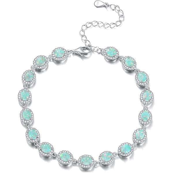 Ananya Bracciale Chakra in oro bianco 18kt con diamanti e opale