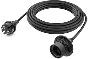 FIRMERST Portalampada impermeabile E27 con cavo esterno 7 m nero