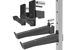 Kipika Bracci di sicurezza e ganci a J per power rack da 5,1 x 5,1 cm e 7,6 x 7,6 cm, resistenti supporti per bilancieri e catture con cuscinetti in gomma, accessori per power rack per squat, panca e