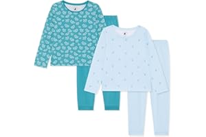 Bramble & Bear (Lot de 2) Pyjamas à manches longues pour enfants et jeunes enfants - Pyjama en coton biologique doux pour 2-10 ans - Pyjama unisexe confortable et doux
