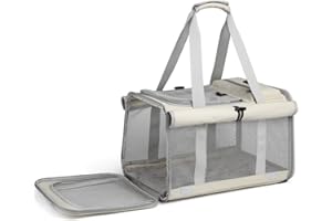KIEPOAR Sac de Transport pour Chat Chien 8kg, Sac Bandoulière Porté Transporteur Souple pour Petit Animal, Portable Pliable Spacieux et Respirant, Caisse Léger pour Voyage Airline Approuvé