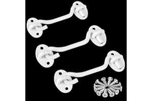 MENGQILE 3 Pezzi Gancio per Cabina, Gancio e Occhio in Acciaio Inox, Gancio Finestra con 12 Viti di Montaggio,Gancio Della Cabina Chiavistello Serratura Chiusura a Occhiello per Porta,Finestre, 2 Taglie