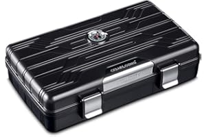 CIGARLOONG Cigar Humidor Travel Cigar Case Double Layer with Hygrometer and Humidifier(Color:Black)