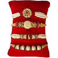 DMS RETAIL Elegant Rakhi For Brother Combo Of 4 Bhaiya Bhabhi Rakhi