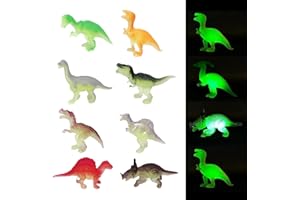 AOEVUIR 12 Pcs Figurines de Dinosaures Lumineux pour fête Brillent dans l'obscurité Mini Figurines réalistes pour garçons et Filles