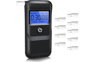 BOTEWO Portable Alcootest Ethylotest Electronique: Professionnel Ethylotest avec Ecran LCD d'Affichage Testeur d'alcool ave 10 Embouchures pour Usage Domestique et Professionnel