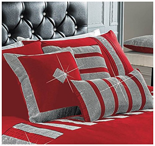 Gaveno Cavailia 1 x Sequence Lace Bed Set with Duvet Cover and Pillow Case, Poly Cotton, Red, Double