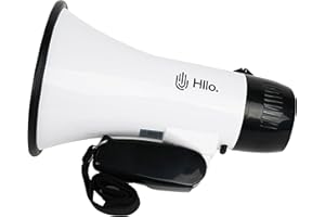 HLLO Mini Megafono 105dB con Sirena, Funzione di Registrazione e Controllo Volume, Bianco