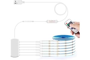 LRGBST 5V USB LED COB Bande,6 rouleaux 1M COB blanc LED bande de lumière avec télécommande Dimmer pour les panneaux acoustiques étagères de cabinet vitrines étagères cuisines éclairage