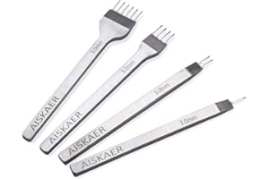 Aiskaer White Steel 3 mm 1/2/4/6 Prong DIY Diamond Lacing Stitching Chisel Set Leather Craft Kits