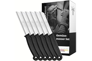 Schwertkrone Couteaux à Éplucher Premium, Acier Inoxydable de Solingen, Lot de 6 - Lame 8,5cm, Ergonomique pour Cuisine