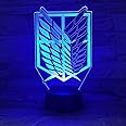 althiqahkey ATTACK ON TITAN 3D Night Light LED Light Romantic Atmosphere Atmosphere Table Decoration Gift with 7 Color Changes