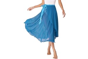 YiZYiF Womens Chiffon Sheer Ballet Dance Skirt Lyrical Modern Flowy Dance Dress Contemporary Dance Long Skirt
