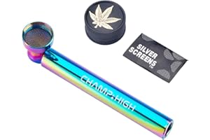 CHAMP HIGH Metall Pur Pfeife Rainbow mit Grinder & Siebe