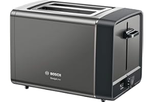 BOSCH HAUSGERÄTE Bosch TAT5P425DE DesignLine Grille-pain compact, fonction décongélation/réchauffage, grille réchauffe-viennoiseries escamotable, arrêt automatique, 970 W, gris