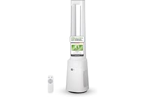 aeco AirX Guard 2-in-1 Turmventilator mit H13 HEPA Luftreiniger Rotorloser Standventilator mit Fernbedienung 38db Leise Ventilator 10 Geschwindigkeiten 3 Modi 60° Oszillation 12h Timer LED Display