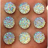 MajorCrafts® 60pcs 12mm Crystal AB Flat Back Round Shaped Resin Rhinestones