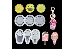 HyzaPhix 2pcs Smiley Moulle Resine Epoxy Glace Moule Pendentif Moule Quicksand Shaker Mold pour Bricolage Colliers Bracelets Amulettes Porte-clés (A)