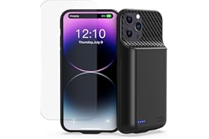 ZIPONAS Akkuhülle für iPhone 12 Pro Max, 13 Pro Max, 14 Pro Max, 14 Plus (6.7 Zoll), 13800mAh Tragbare Ladebatterie Zusatzakku Handyhülle Batterie Wiederaufladbare Schutzhülle mit Panzer Schutz Glas Folie