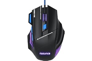 Sounce Apex Wired Gaming Mouse with 7200 DPI Precision Optical Sensor, 7 Programmable Buttons, RGB LED Modes, Braided Cable and Ergonomic Comfortable Design for PC Laptop Desktop Gamer Use (Black)