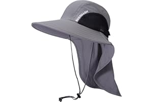 Bassdash Kapelusz przeciwsłoneczny, uniseks, UPF 50+, odporny na działanie wody, szerokie rondo z dużą ochroną karku, koński ogon, dla mężczyzn i kobiet