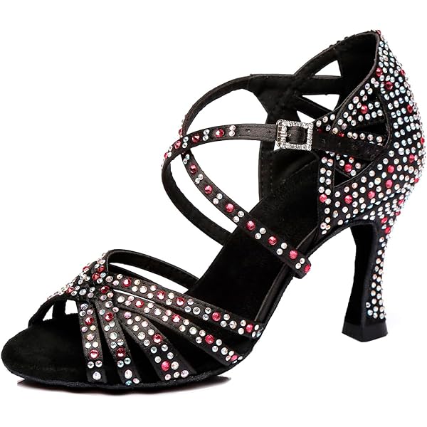 Syrads Dansschoenen met strass voor dames, dansschoenen Salsa Latina