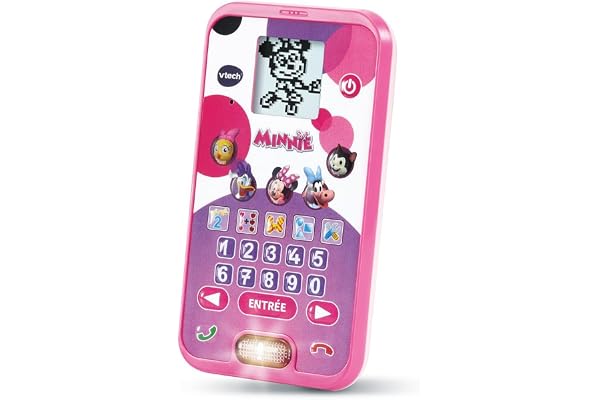 VTech - Disney, Le Smartphone Éducatif de Minnie, Téléphone Portable Enfant avec Écran Rétroéclairé, 4 Jeux, Jouet Interactif Minnie Mouse, Cadeau Enfant de 3 Ans à 7 Ans - Contenu en Français
