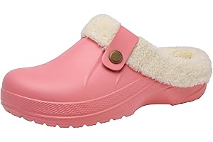 ChayChax Femme Hiver Sabots Fourrées Homme Pantoufles Chaud Peluche Chaussons Maison Imperméables Chaussures de Jardin Intérieur et Extérieur