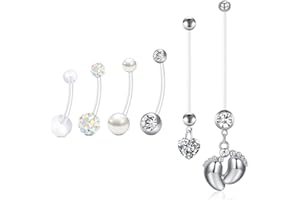NIUSIMAN 6 pezzi plastica Sport ombelico Piercing gravidanza 12mm 14mm 16mm 18mm 25mm 38mm acrilico Maternità pancia ombelico pulsante Piercing donne 14G colorato CZ Bioflex Piercing gioielli