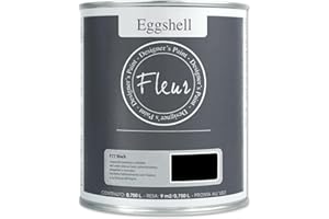 FLEUR DESIGNER'S PAINT | EGGSHELL Smalto Multisuperficie Satinato, Senza Carteggiare, 750 ml, F77 Black, a Base Acqua, Lavabile, Altissima Resistenza, Interno - Esterno, Pareti - Mobili